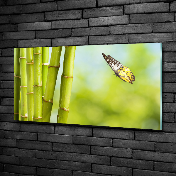 Foto en cristal de alta calidad con impresión uv horizontal Bambú y mariposa