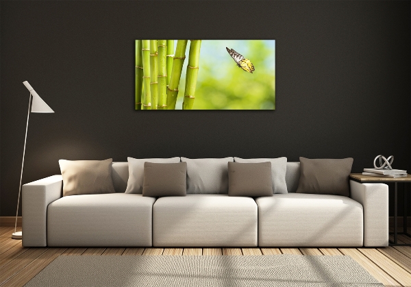 Foto en cristal de alta calidad con impresión uv horizontal Bambú y mariposa