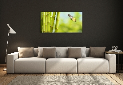 Foto en cristal de alta calidad con impresión uv horizontal Bambú y mariposa