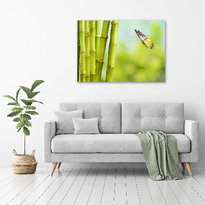 Foto en cristal de alta calidad con impresión uv horizontal Bambú y mariposa