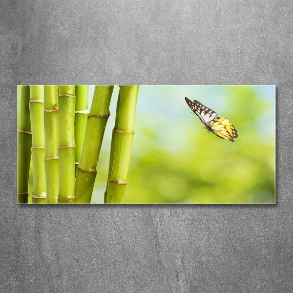 Foto en cristal de alta calidad con impresión uv horizontal Bambú y mariposa