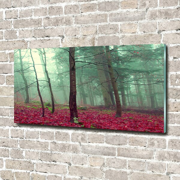 Impresión en cristal con acabado brillante horizontal Hojas de otoño