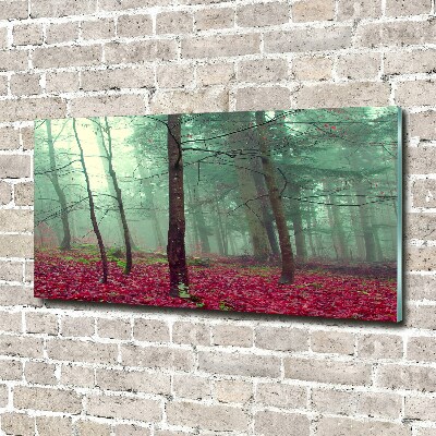 Impresión en cristal con acabado brillante horizontal Hojas de otoño