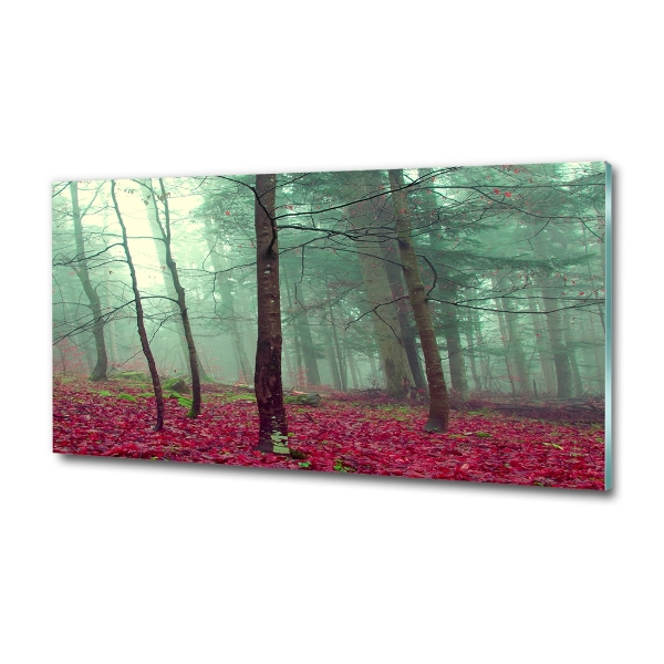 Impresión en cristal con acabado brillante horizontal Hojas de otoño