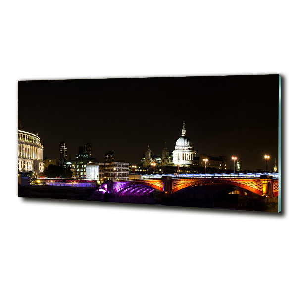 Cuadro decorativo de vidrio para salón horizontal El puente de noche