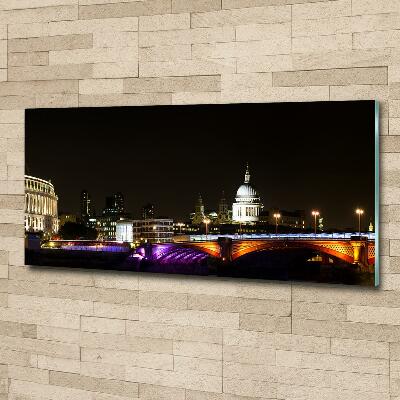 Cuadro decorativo de vidrio para salón horizontal El puente de noche