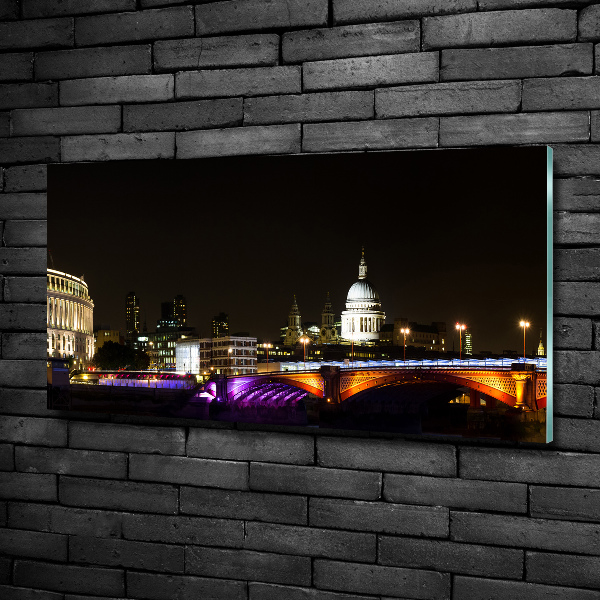 Cuadro decorativo de vidrio para salón horizontal El puente de noche