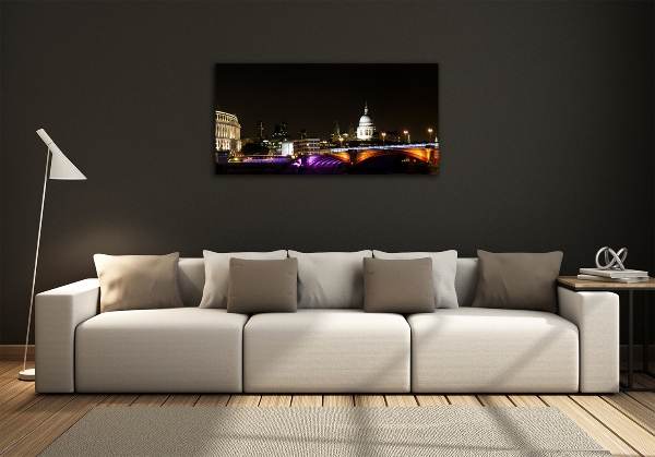 Cuadro decorativo de vidrio para salón horizontal El puente de noche