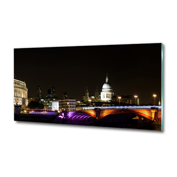 Cuadro decorativo de vidrio para salón horizontal El puente de noche