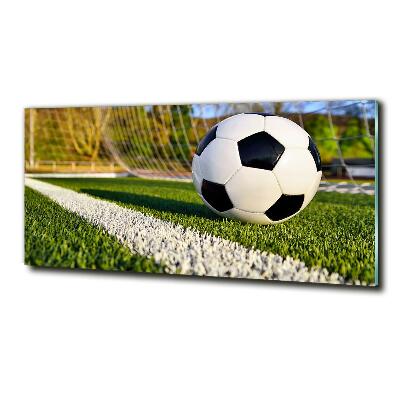 Foto en cristal de alta calidad con impresión uv horizontal El balón está en la portería.