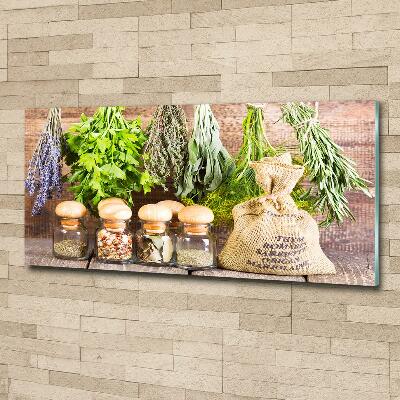 Foto en cristal de alta calidad con impresión uv horizontal Hierbas en una cuerda