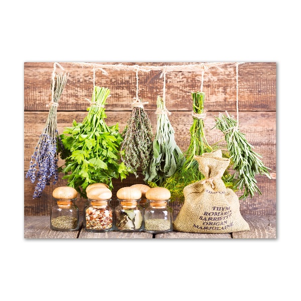 Foto en cristal de alta calidad con impresión uv horizontal Hierbas en una cuerda