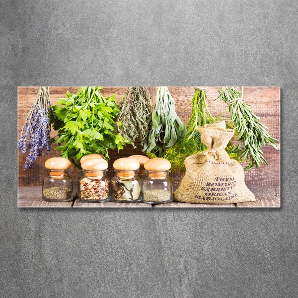 Foto en cristal de alta calidad con impresión uv horizontal Hierbas en una cuerda