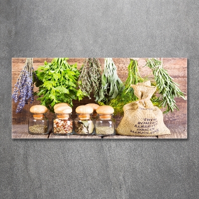 Foto en cristal de alta calidad con impresión uv horizontal Hierbas en una cuerda