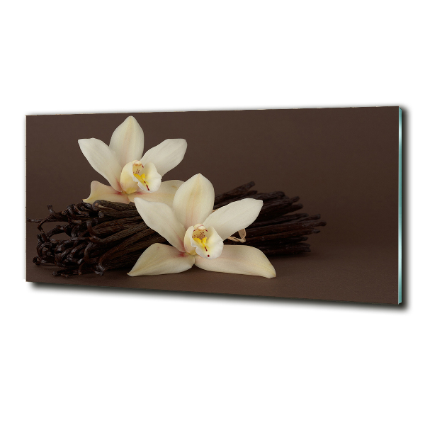 Cuadro decorativo de vidrio para salón horizontal vainas de vainilla