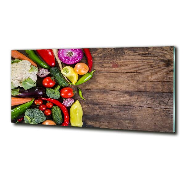 Cuadro decorativo de vidrio para salón horizontal Verduras