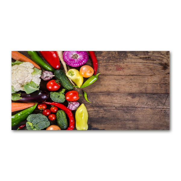 Cuadro decorativo de vidrio para salón horizontal Verduras