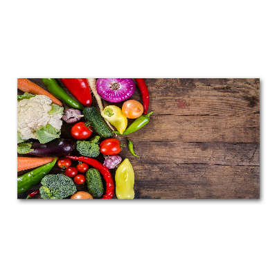 Cuadro decorativo de vidrio para salón horizontal Verduras