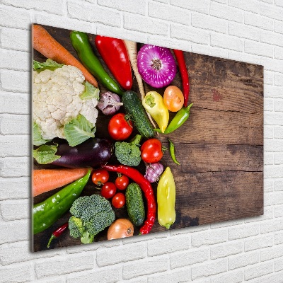 Cuadro decorativo de vidrio para salón horizontal Verduras