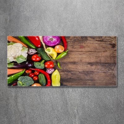 Cuadro decorativo de vidrio para salón horizontal Verduras