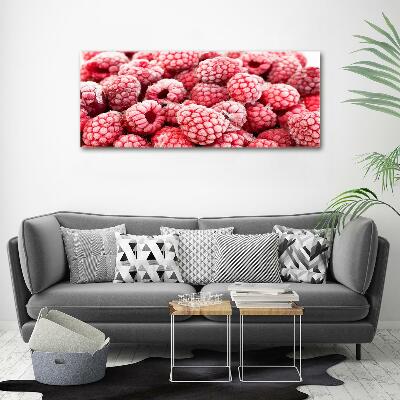 Cuadro de cristal templado moderno horizontal Frambuesas congeladas