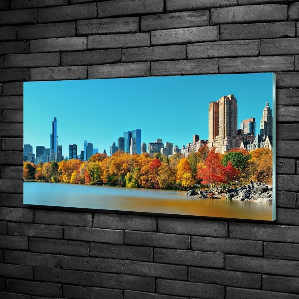 Impresión en cristal con acabado brillante horizontal Nueva York en otoño