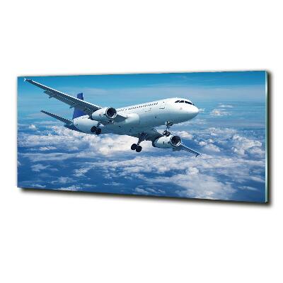 Foto en cristal de alta calidad con impresión uv horizontal Un avión en las nubes