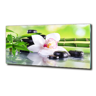 Cuadro decorativo de vidrio para salón horizontal Orquídea