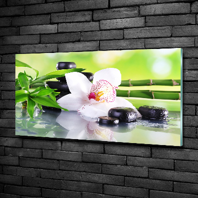 Cuadro decorativo de vidrio para salón horizontal Orquídea