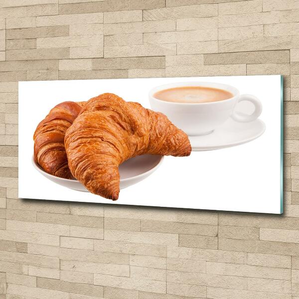 Foto en cristal de alta calidad con impresión uv horizontal Croissants y café