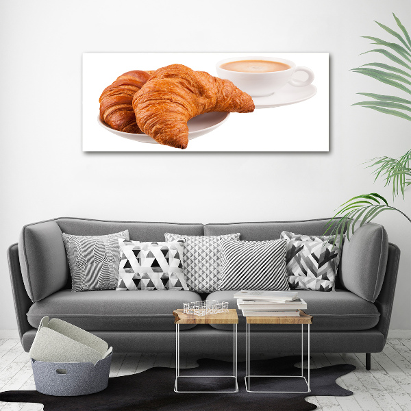 Foto en cristal de alta calidad con impresión uv horizontal Croissants y café