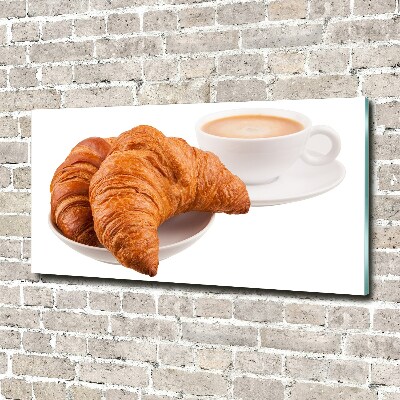 Foto en cristal de alta calidad con impresión uv horizontal Croissants y café
