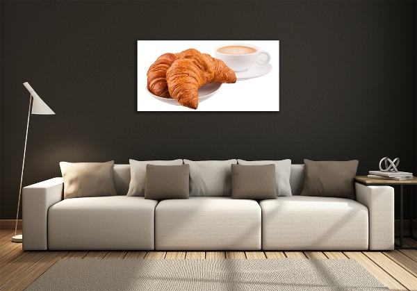 Foto en cristal de alta calidad con impresión uv horizontal Croissants y café