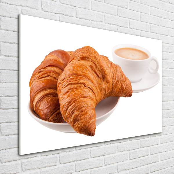 Foto en cristal de alta calidad con impresión uv horizontal Croissants y café