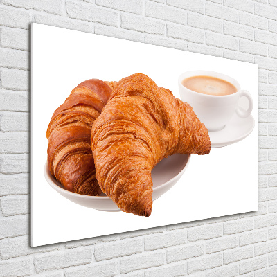 Foto en cristal de alta calidad con impresión uv horizontal Croissants y café