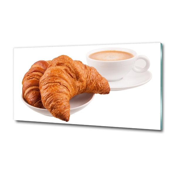Foto en cristal de alta calidad con impresión uv horizontal Croissants y café