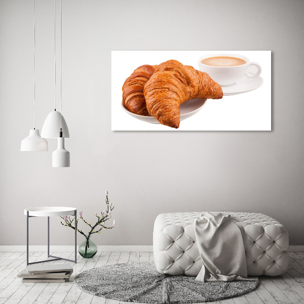 Foto en cristal de alta calidad con impresión uv horizontal Croissants y café