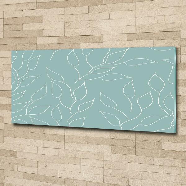 Cuadro decorativo de vidrio para salón horizontal Patrón de hojas