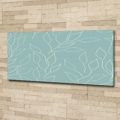Cuadro decorativo de vidrio para salón horizontal Patrón de hojas