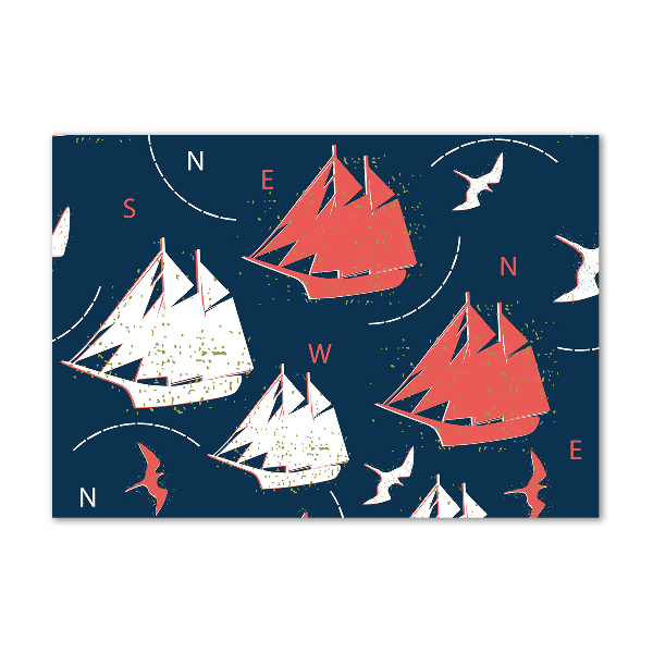 Foto en cristal de alta calidad con impresión uv horizontal Barcos aves marinas