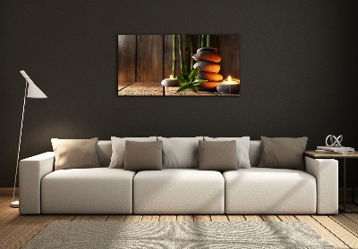 Impresión en cristal con acabado brillante horizontal Piedras zen de bambú