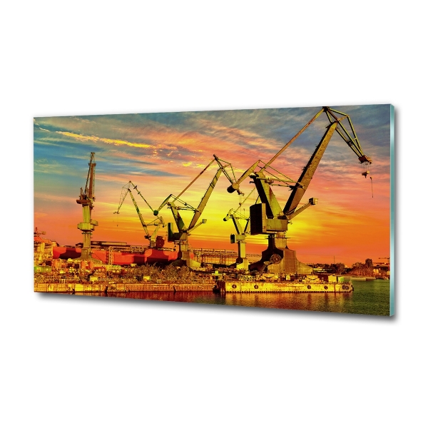 Cuadro decorativo de vidrio para salón horizontal Astillero de Gdansk
