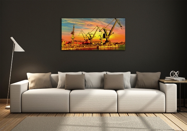 Cuadro decorativo de vidrio para salón horizontal Astillero de Gdansk