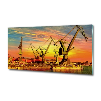 Cuadro decorativo de vidrio para salón horizontal Astillero de Gdansk