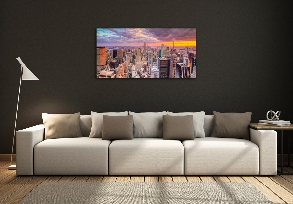 Cuadro de cristal templado moderno horizontal Nueva York