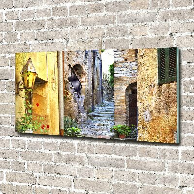 Cuadro decorativo de vidrio para salón horizontal Una calle con encanto