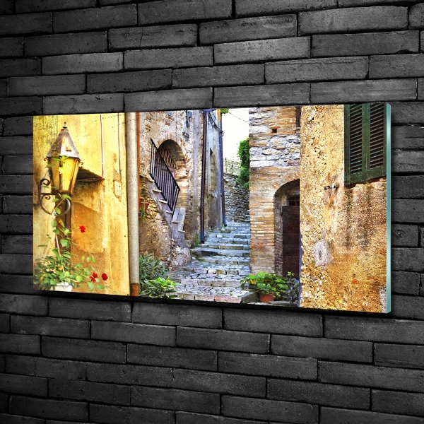 Cuadro decorativo de vidrio para salón horizontal Una calle con encanto