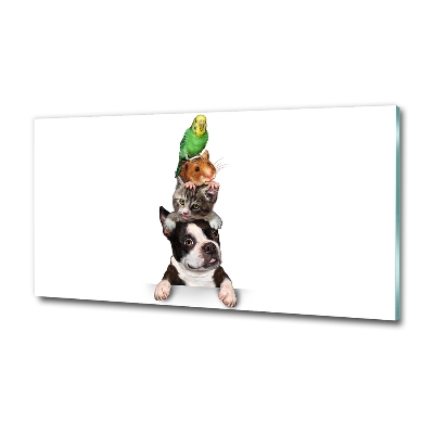 Impresión en cristal con acabado brillante horizontal Un grupo de animales