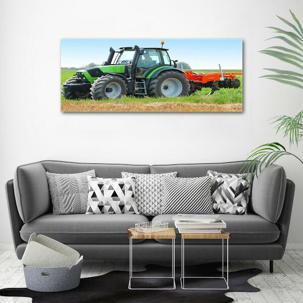 Cuadro decorativo de vidrio para salón horizontal Tractor en el campo