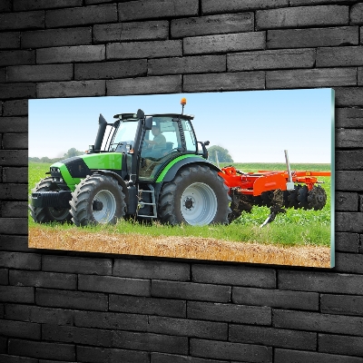 Cuadro decorativo de vidrio para salón horizontal Tractor en el campo